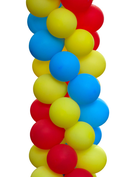 bunte rot blau gelb Luftballons isoliert über weiß - Foto, Bild