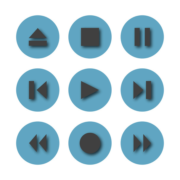 Round icons control buttons, vector illustration. - Wektor, obraz