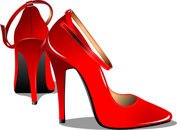 Red fashion woman pair shoe. Vector illustration - Vektör, Görsel