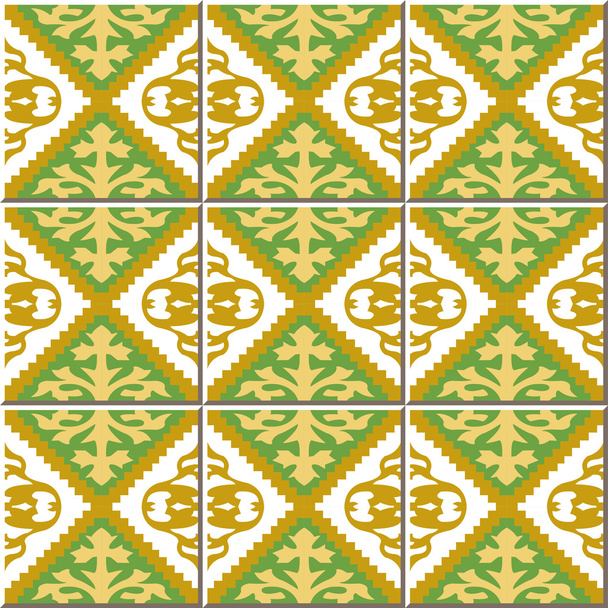 Vintage seamless wall tiles of jagged diamond check. Moroccan, Portuguese. - Διάνυσμα, εικόνα