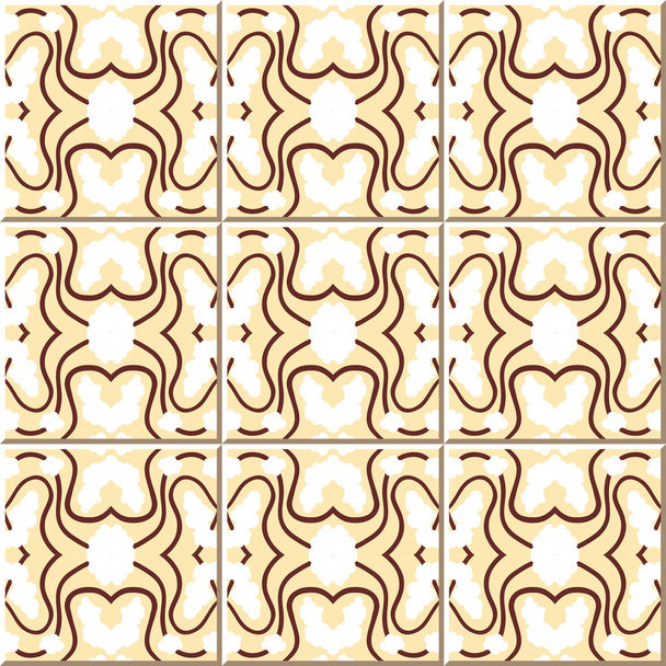 Vintage άνευ ραφής τοίχο κεραμίδια του γραμμή γεωμετρία καλειδοσκόπιο. Μαροκινός, Πορτογαλικά. - Διάνυσμα, εικόνα