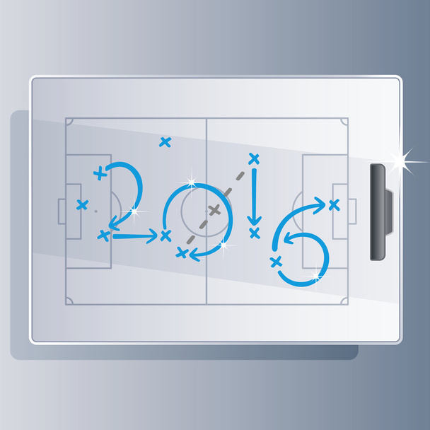 Fotbalové strategie cíle 2016 bílé světlo modré pozadí - Vektor, obrázek