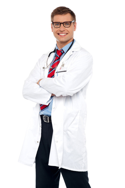 Cheerful young physician wearing eyeglasses - Foto, imagen