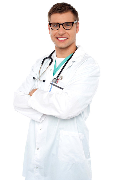 Confident physician posing with arms crossed - Фото, изображение