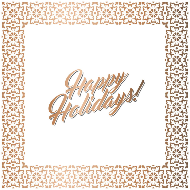 Golden square frame, Happy Holidays card - Wektor, obraz