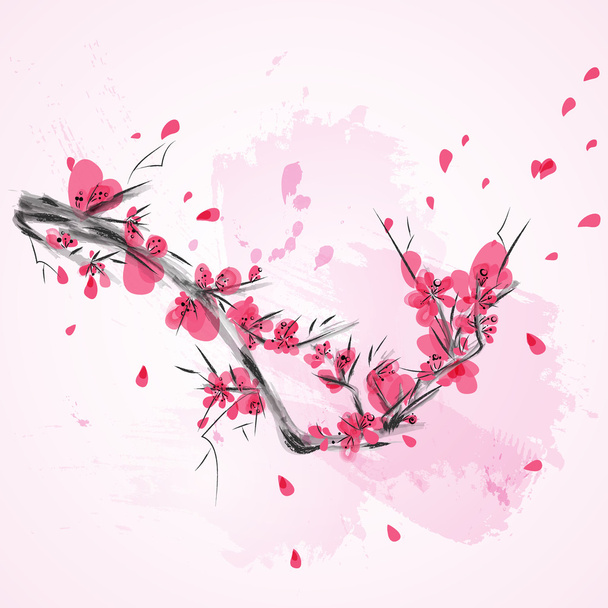 Абстрактна сакура японська вишнева гілка
 - Вектор, зображення