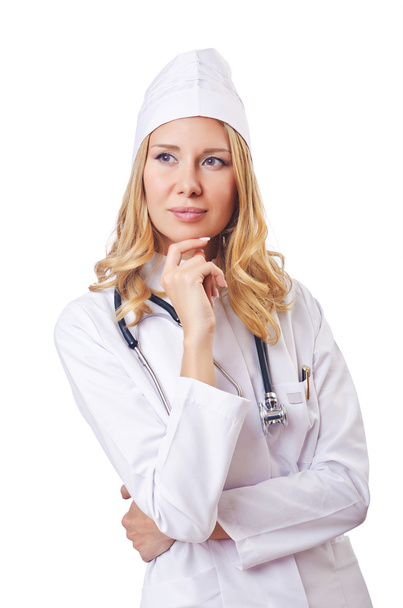 Atractivo médico mujer aislado en blanco
 - Foto, Imagen