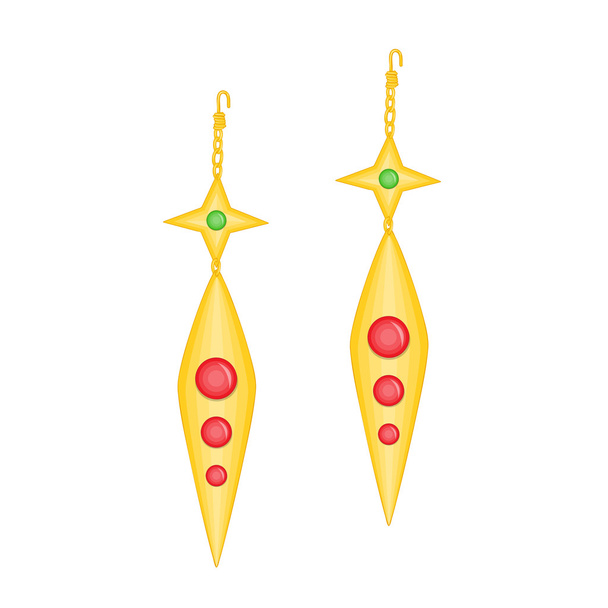 golden and gemstone earrings - Vector, Image