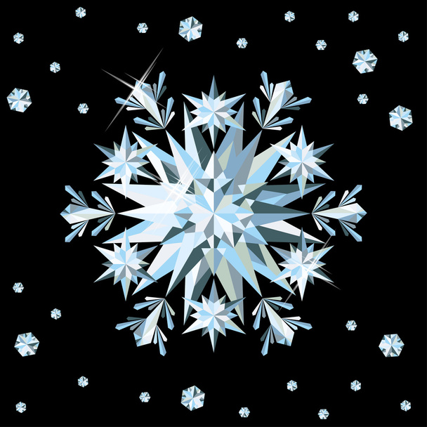 Diamond snowflake card, vector illustration - Vector, Imagen
