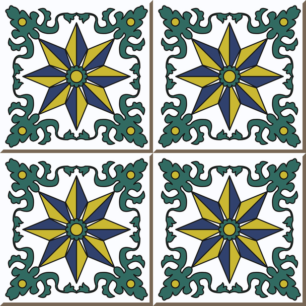 Telhas de parede sem costura vintage de flor de videira espiral, marroquino, Português
. - Vetor, Imagem