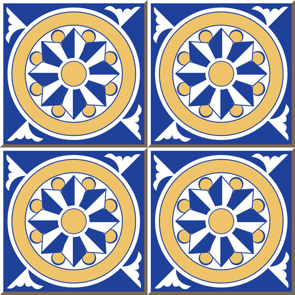 Vintage azulejos de la pared sin costura de espiral de flores redondas, marroquí, portugués
. - Vector, imagen