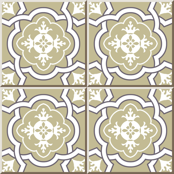 Ceramic tile pattern 319 curve cross frame flower kaleidoscope - Vector, Image