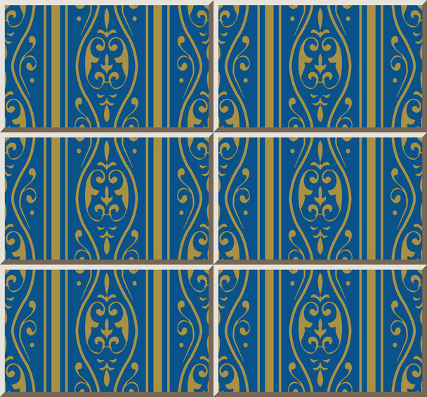 Patrón de baldosas de cerámica 468 espiral de oro línea de flores
 - Vector, imagen