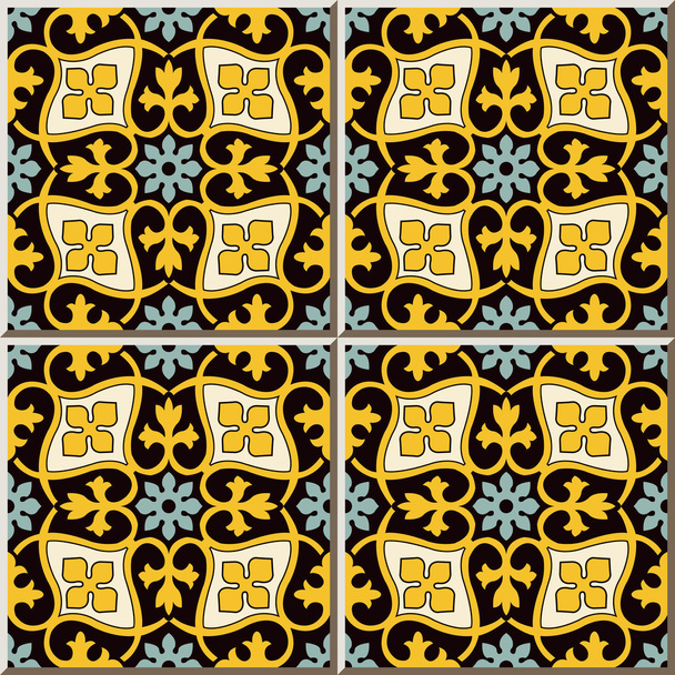セラミックタイルパターン497スパイラルカーブクロスブドウの花 - ベクター画像