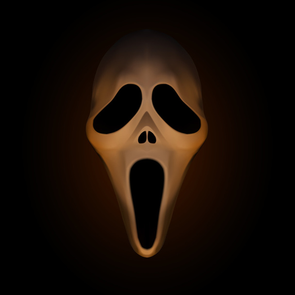 Máscara de Halloween espeluznante sobre fondo marrón oscuro
 - Vector, imagen