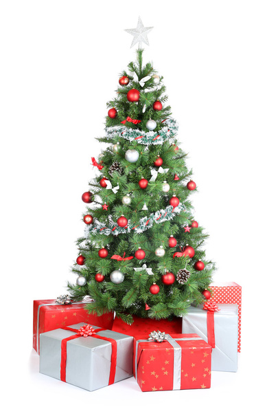 Christmas tree gifts present decoration isolated on white - Photo, Image