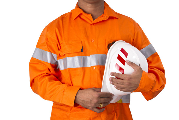 Supervisor con casco de construcción y camisa de alta visibilidad
  - Foto, Imagen