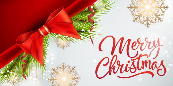 Merry Christmas Lettering with Decoration - Vector, imagen