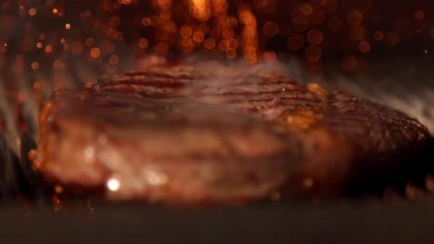 Cooking stake in slow motion - Video, Çekim