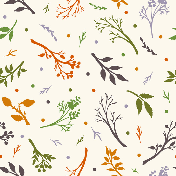 Seamless autumn pattern with branches and leaves - Vector, imagen