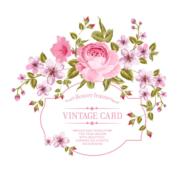 μπουκέτο με λουλούδια άνοιξη για vintage κάρτα. - Διάνυσμα, εικόνα