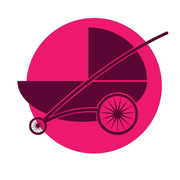 Baby Carriage Silhouette. Pram icon - Vector, imagen