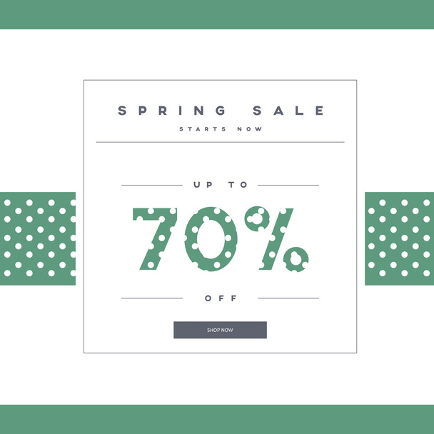 Spring sale banner with elegant typography for luxury sales offers in fashion. Modern simple, minimalistic design, polka dots. - ベクター画像