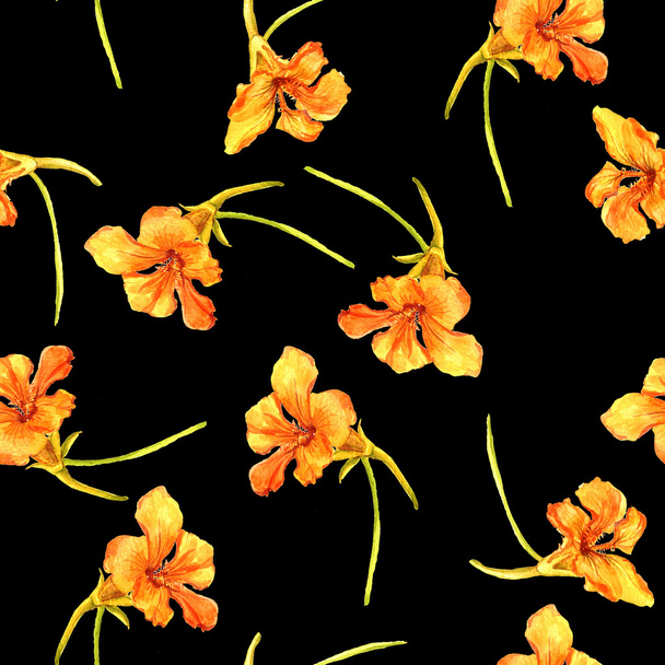 Seamless pattern with watercolor drawing flowers - Valokuva, kuva