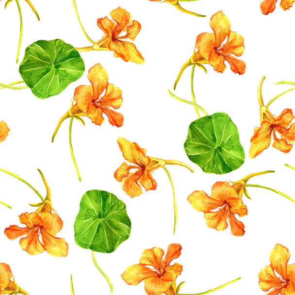 Seamless pattern with watercolor drawing flowers - Foto, Imagen