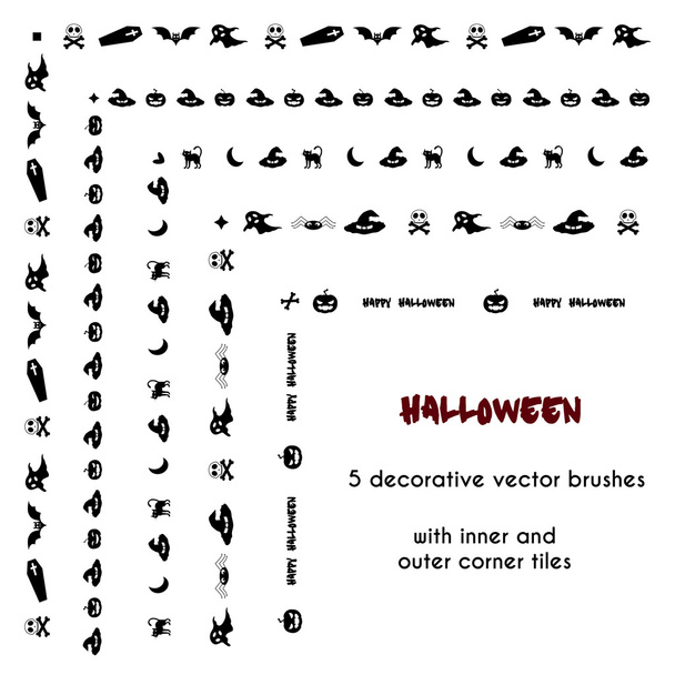 Halloween vektor kefék, belső és külső sarok csempe. A Divi - Vektor, kép