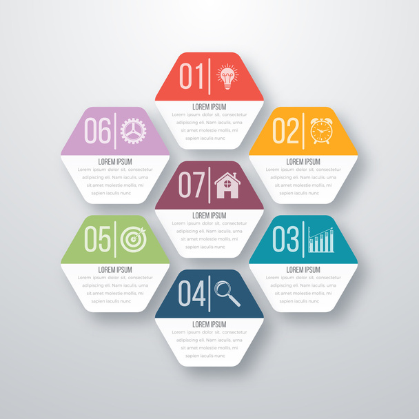 Vector illustration infographics seven hexagons - ベクター画像