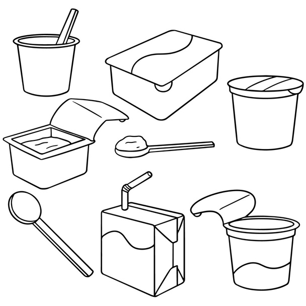 vector set of yogurt and milk - Vector, Image