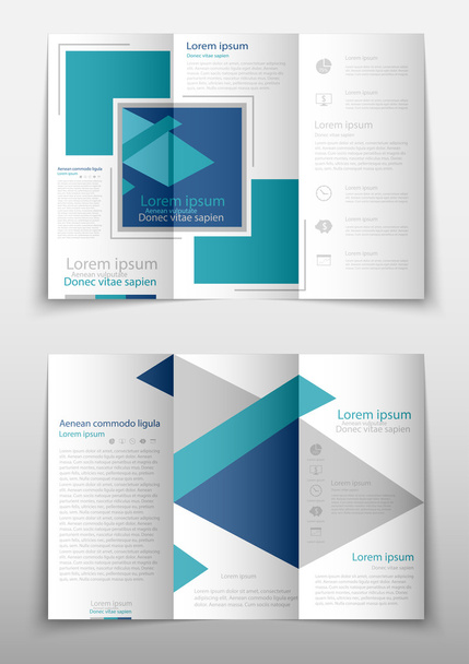 Leaflet cover presentation abstract geometric background, layout in A4 size Blue fold set technology annual report brochure flyer design template vector - Vector, Image