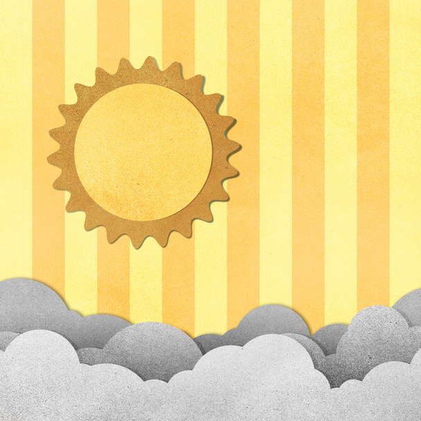 Grunge papier textuur zon en cloud - Foto, afbeelding
