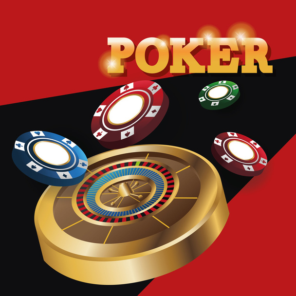 Chips and roulette for poker and casino game design - Vector, Image