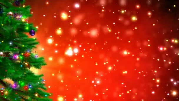 Árbol de Navidad sobre fondo rojo bokeh. Renderizado 3D
 - Metraje, vídeo