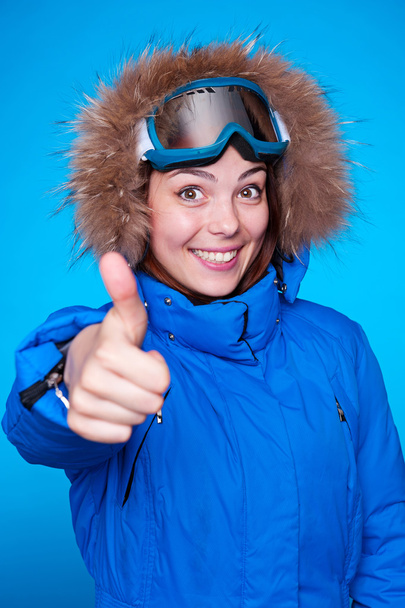 skier showing thumbs up - Фото, зображення