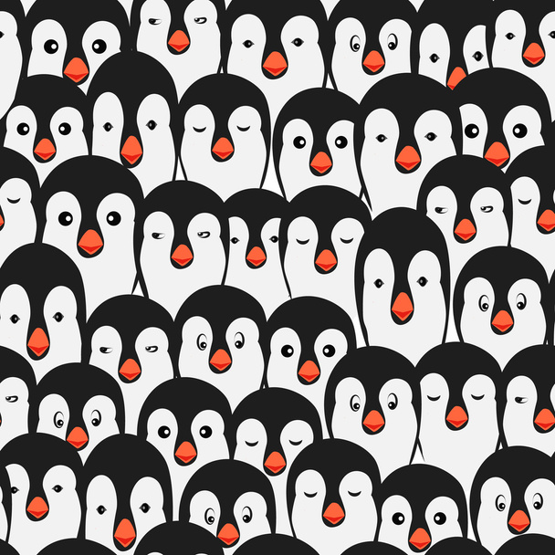 Grappige Penguins op naadloze patroon van de achtergrond. vector - Vector, afbeelding