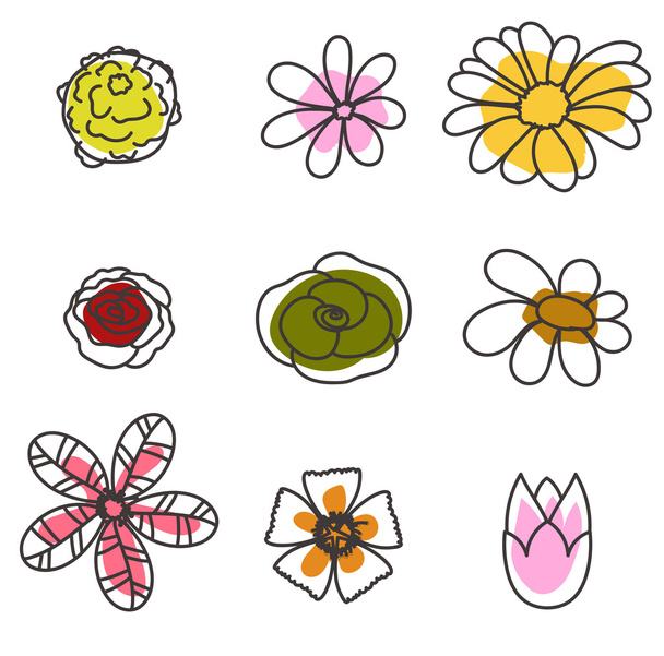 Hand Drawn Flowers - Vector, Image