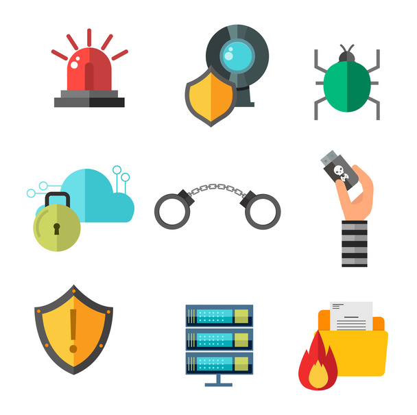 Internet veiligheid pictogrammen geïsoleerd - Vector, afbeelding
