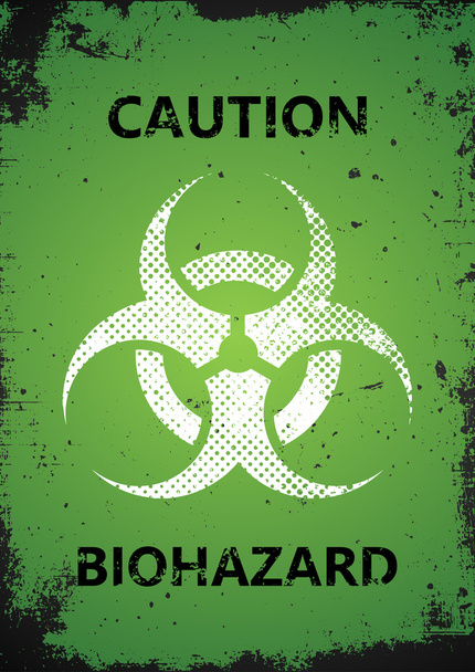 Σχεδιασμός λογότυπου βιολογικού κινδύνου. Αφίσα βιοεπικινδυνότητας. Grunge αφίσα - Διάνυσμα, εικόνα