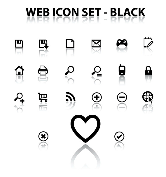 Reflect Web Icon Set (Black) - Vettoriali, immagini