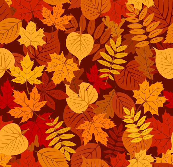 Seamless pattern with autumn leaves. Vector EPS 8. - Vetor, Imagem