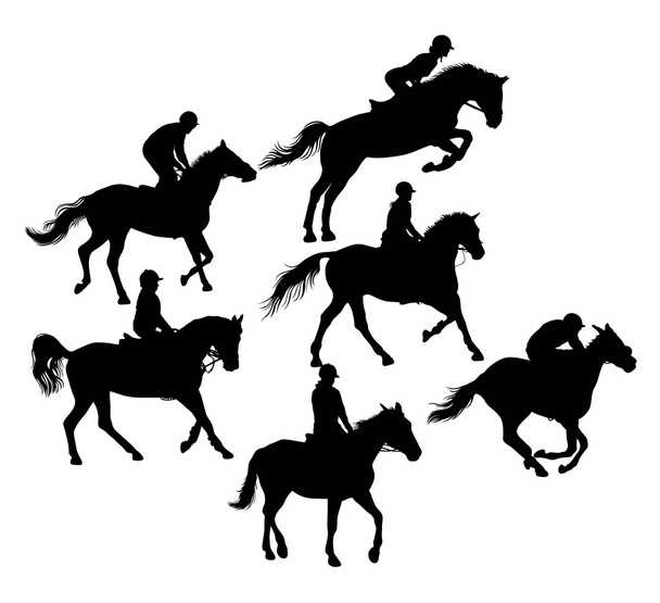 馬術スポーツと馬活動シルエット - ベクター画像