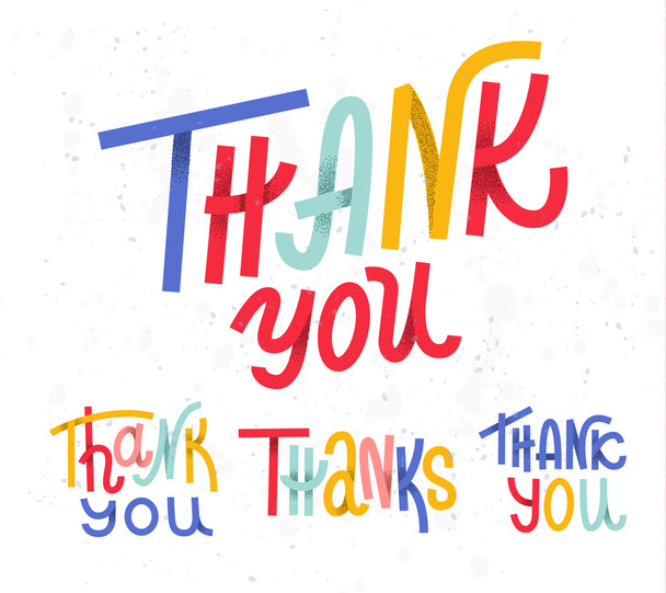 Collection of four custom colorful pieces of Thank you lettering - Vector, Image