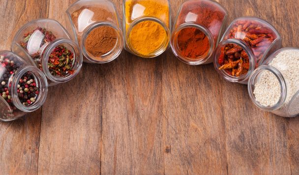spices set on a wooden - Photo, Image
