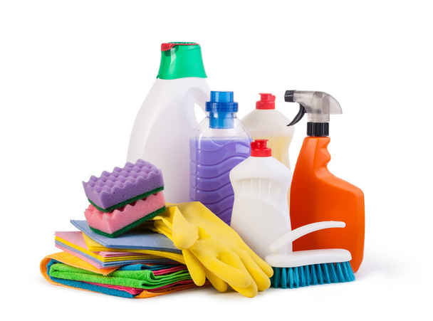 Cleaning items isolated on a white background - Photo, Image
