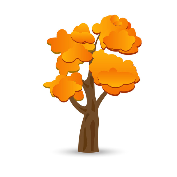 A stylized drawing of a yellow autumn oak illustration - Vector, Image