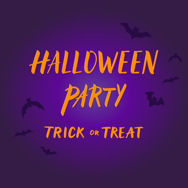 Halloween party banner design with callligraphy and flying bats. - Vector, imagen