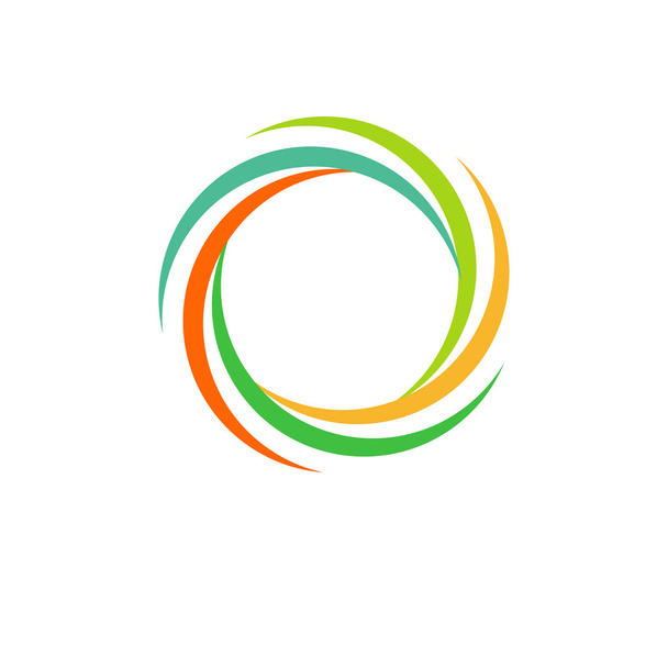 Geïsoleerde abstracte kleurrijke circulaire Sun logo. Ronde vorm regenboog logotype. Swirl, Tornado en orkaan icoon. Spining hypnotiserende spiraal teken. Foto lens symbool. Vector illustratie. - Vector, afbeelding